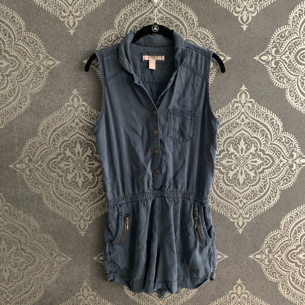 Denim Romper with Pockets